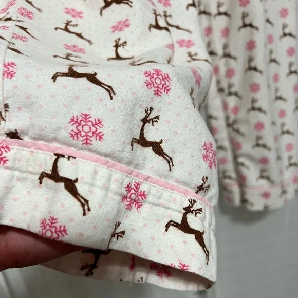 Blu Chic Lounge Reindeer Pajama Pants, Pink Snowflakes, Polka Dots, Large - Picture 6 of 7